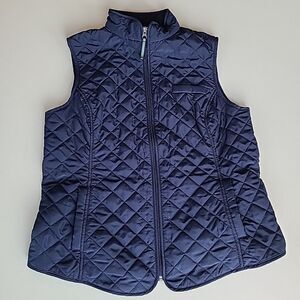 Van Heusen Quilted Zip Front Vest Size L Navy Blue